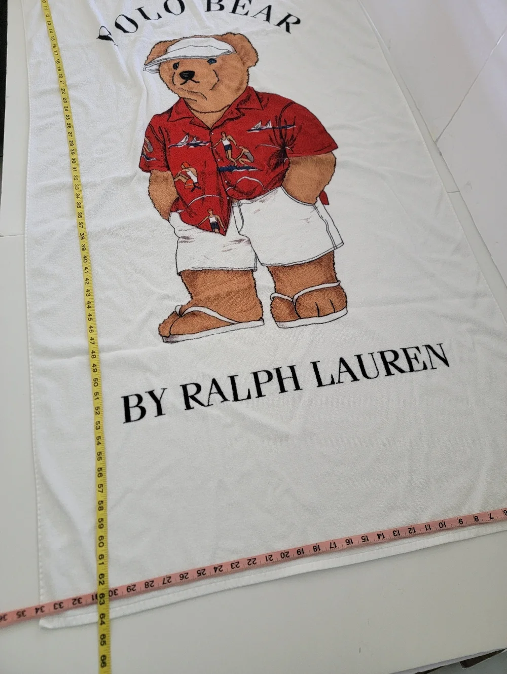 Ralph Lauren White Polo Bear Graphic Extra Large Towel